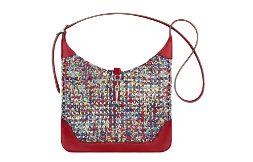 HERMES Swift Calfskin Shoulder Bag Women's Indigo Blue/Carotenoid/Red