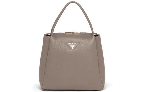 PRADA Deerskin Handbag Medium Women's Bamboo Gray