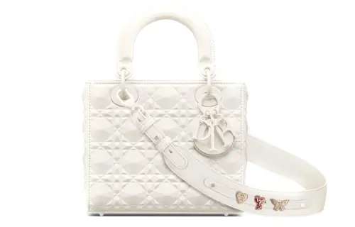 DIOR Lady Dior Cow Leather Handbag, Shoulder Bag, Crossbody Bag, Handbag Women's Milk White