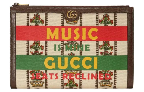 GUCCI Artificial Leather Clutch Unisex Ivory White/Brown