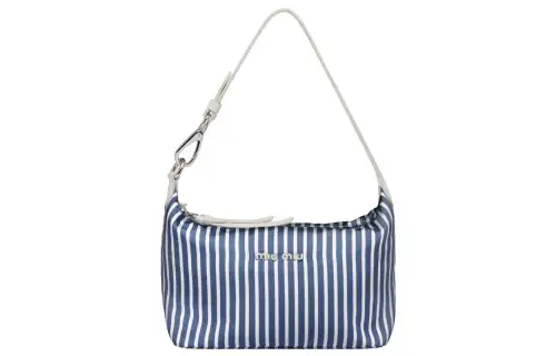 MIU MIU Leather Handbag, Shoulder Bag Women's Blue/White