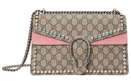 GUCCI Dionysus Canvas Crossbody Bag Small Women's Ebony/Pink