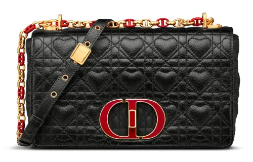 DIOR Cow Leather Chain One Shoulder Crossbody Handheld Bag Women's Black