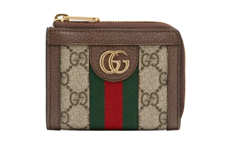 GUCCI Canvas With Leather Coin Purse Wallet Unisex Ebony/Brown