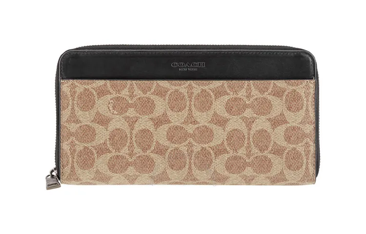 COACH Monogram Canvas With Leather Clutch Wallet Regular Men's Brown