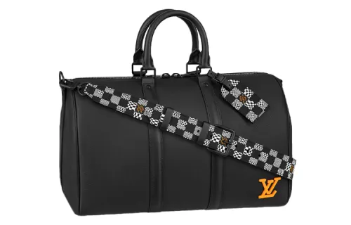 LOUIS VUITTON Keepall Leather Handbag Travel Bag Men's