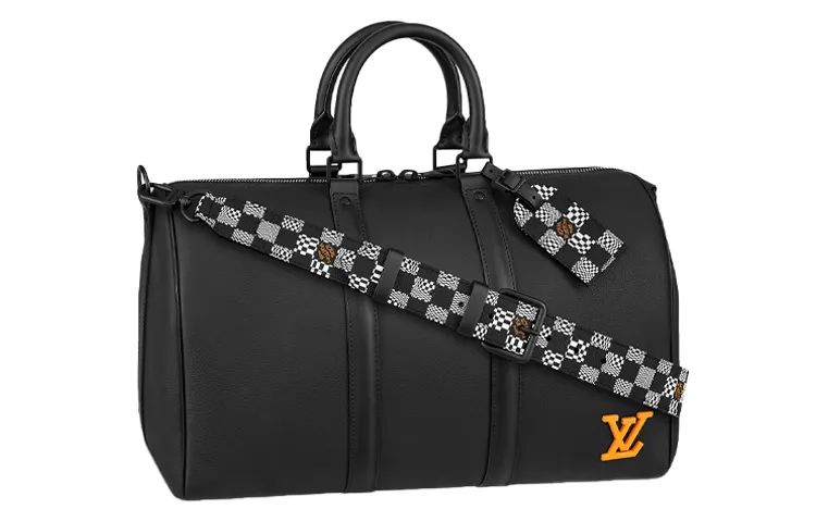 LOUIS VUITTON Keepall Leather Handbag Travel Bag Men's