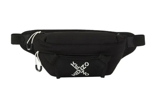 KENZO Nylon Crossbody Bag, Fanny Pack Small Unisex Black
