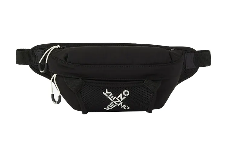 KENZO Nylon Crossbody Bag, Fanny Pack Small Unisex Black