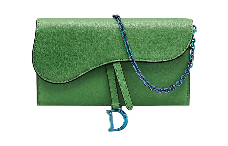 DIOR Sheepskin Wallet Women's Bright Green