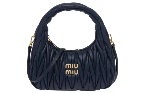 MIU MIU Wander Soft Sheep Leather Hobo Bag, Shoulder Bag Women's Sea Blue