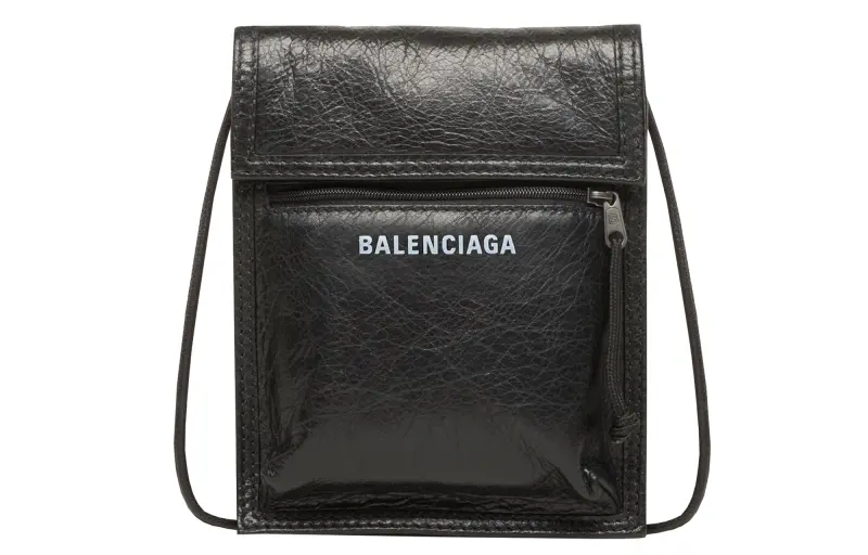 Balenciaga Letter Leather Crossbody Bag Small Unisex Black