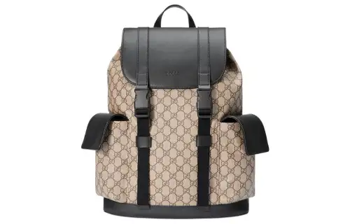 GUCCI PVC Backpack Men's Ebony/Beige