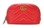 GUCCI GG Marmont Quilted Leather Makeup Bag Toiletry Bag Clutch Large Women's Red