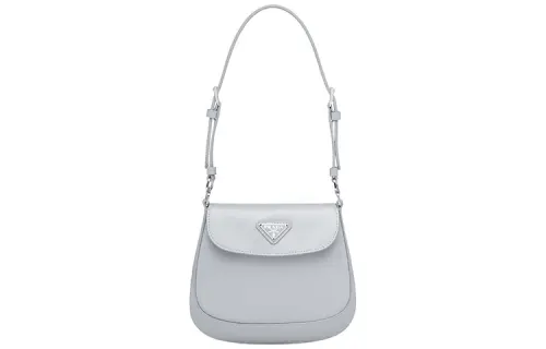 PRADA Cleo Adjustable Strap Shiny Leather Shoulder Bag, Crossbody Bag Mini Women's Cornflower Blue