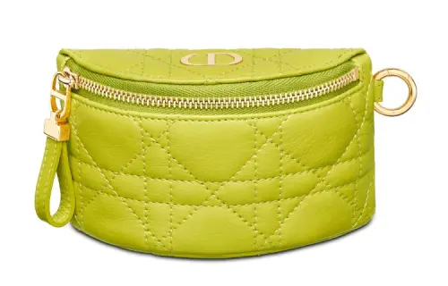 DIOR Cow Leather Coin Purse, Clutch Women's Green Yellow