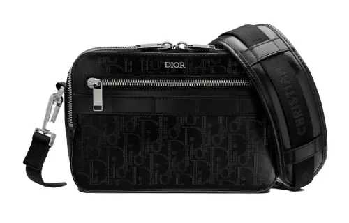 DIOR Cow Leather Messenger Bag, Crossbody Bag, Shoulder Bag Men's Black