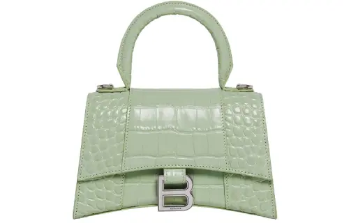 Balenciaga Hourglass Cow Leather Portable Crossbody Bag, Shoulder Bag Women's Grass Green