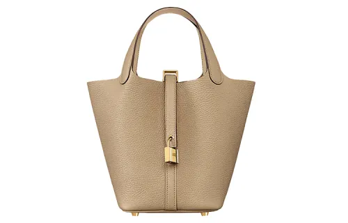 HERMES Picotin Lock Clemence Bullock Leather Basket Bag, Bucket Bag, Handbag 18 Women's S2 Trench Coat Beige