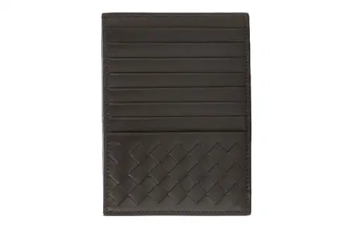 Bottega Veneta Multiple Card Slots Calfskin Card Holder Unisex Brown