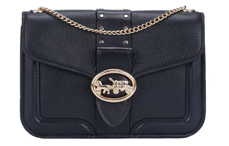 COACH Leather Shoulder Bag Small Square Bag Shoulder Bag Women's Black