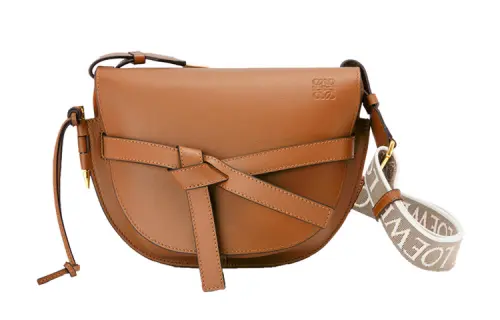 LOEWE Gate Fabric With Calfskin Saddle Bag, Shoulder Bag, Crossbody Bag Small Women's Brown