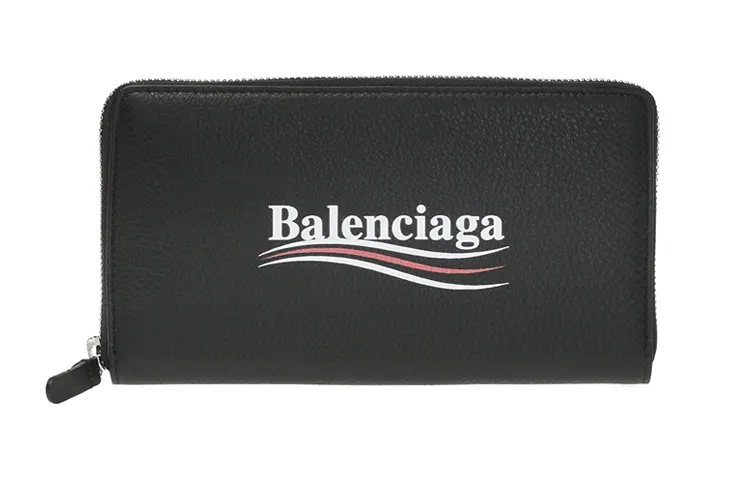 Balenciaga Cow Leather Wallet Unisex Black