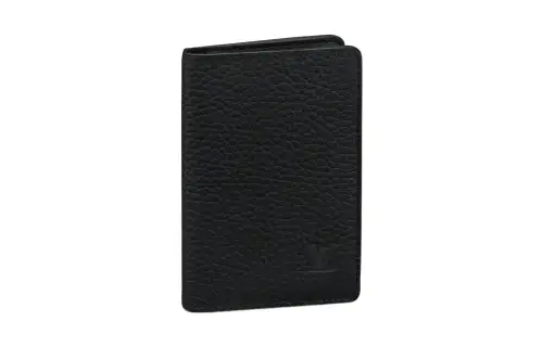 LOUIS VUITTON Pocket Organizer 3 Card Slot Taurillon Black