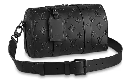 LOUIS VUITTON City Keepall Seal Cow Leather Travel Bag, Shoulder Bag, Crossbody Bag Regular Men's Black