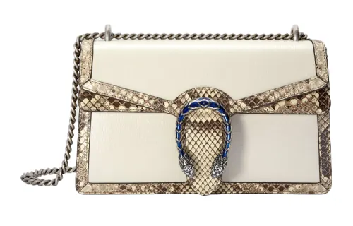 GUCCI Dionysus Leather Chain Shoulder Bag, Crossbody Bag Women's White & Beige Brown