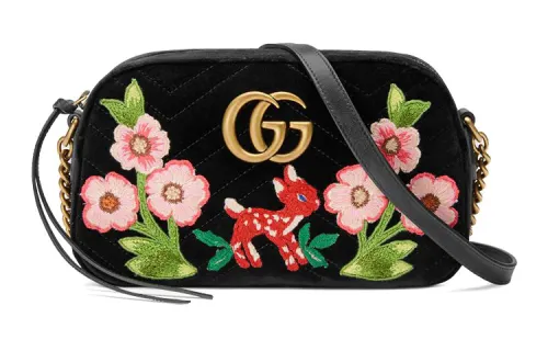 GUCCI Marmont Quilted Velvet Camera Bag, Chain Bag, Crossbody Bag, Shoulder Bag Women's Black