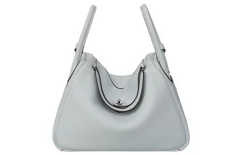 HERMES Lindy Clemence Bullock Leather Handbag 30 Women's 08 Bleu Pale Grail Blue