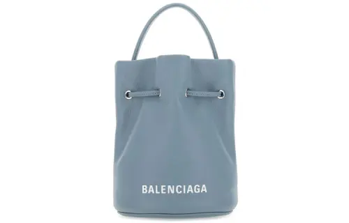 Balenciaga Cow Leather Bucket Bag Women's Blue