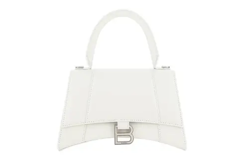 Balenciaga Hourglass Bag Smooth Cow Leather Shoulder Bag, Crossbody Bag, Handbag Small Women's White
