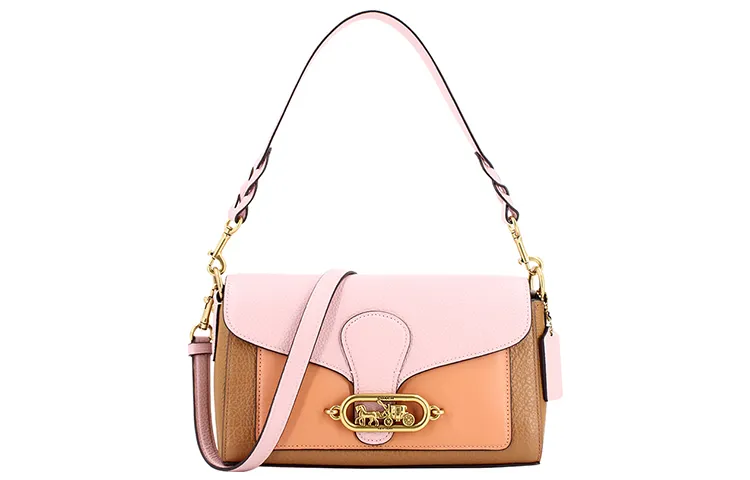 COACH Jade Leather Crossbody Bag, Shoulder Bag Women's Coffee & Cherry Blossom Pink