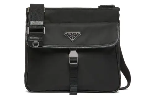 PRADA Re Nylon Saffiano Leather Recycled Nylon Shoulder Bag Men's Black