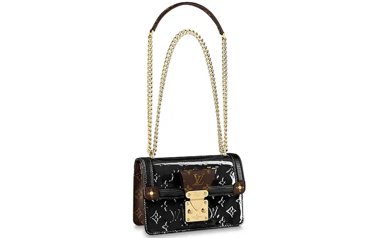 LOUIS VUITTON Vernis Embossed Glossy Finish Cow Leather Shoulder Bag, Crossbody Bag Women's Black