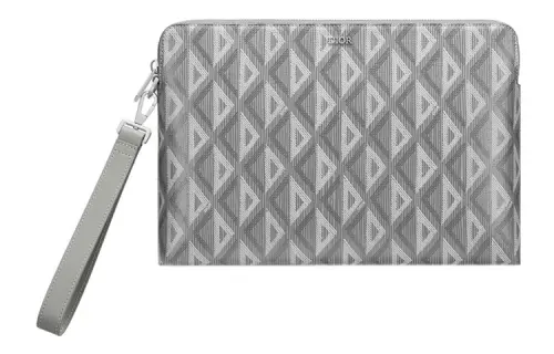 DIOR Canvas With Leather Clutch Handbag Regular Men's Gray