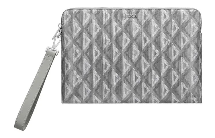 DIOR Canvas With Leather Clutch Handbag Regular Men's Gray