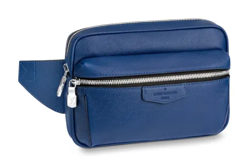LOUIS VUITTON OUTDOOR Cow Leather Fanny Pack Men's Blue