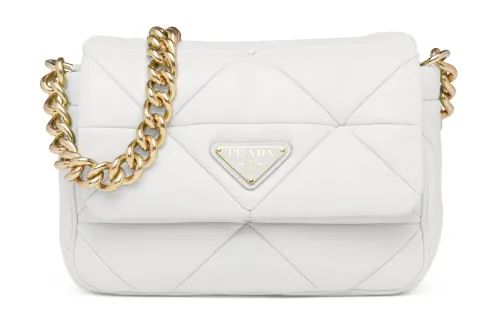 PRADA Soft Sheepskin Leather Handbag, Shoulder Bag Women's White