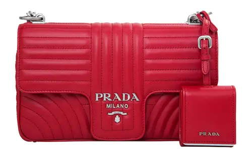 PRADA Cow Leather Shoulder Bags Women's Red