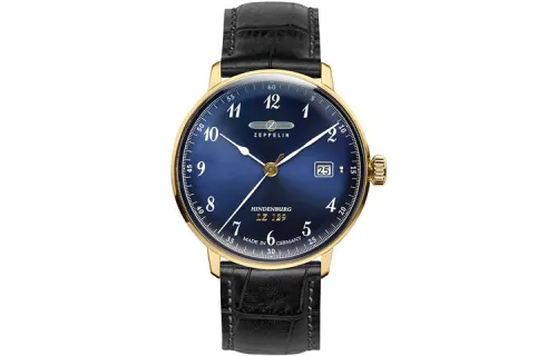ZEPPELIN Quartz waterproof men's watch, blue dial, case stainless steel, watch strap, quartz mechanism, 30meter, genuine leather
