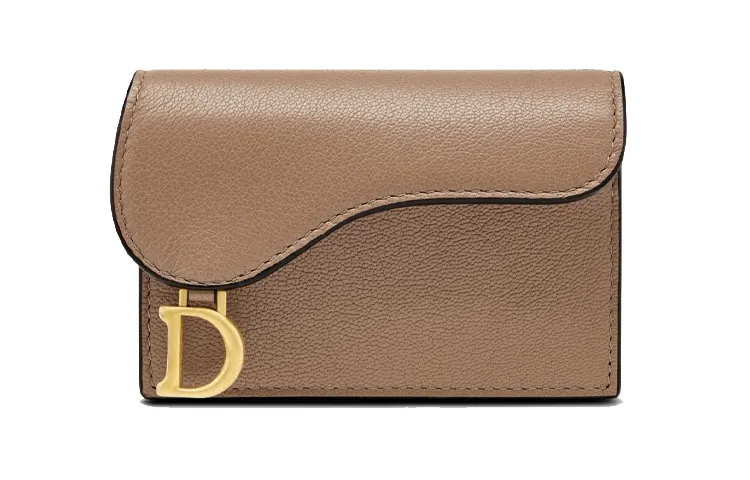 DIOR Sheepskin Card Holder Small Women's Warm Taupe