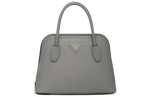 PRADA Matinee Solid Color Leather Handbag Small Women's Slate Gray