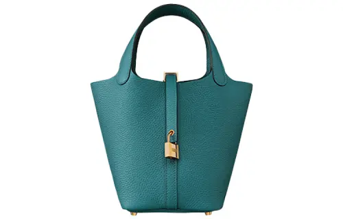 HERMES Picotin Lock Clemence Bullock Leather Basket Bag, Bucket Bag, Handbag 18 Women's W0Vert Bosphorus Green