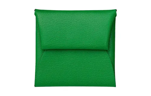HERMES Bastia Sheepskin Wallet Women's Bamboo Green