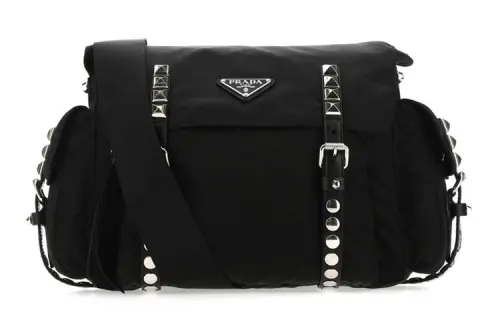 PRADA Nylon Fabric Shoulder Bag Unisex Black