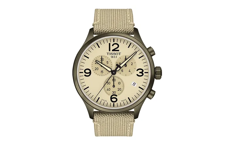 TISSOT Soko Collection Quartz Movement 100m Waterproof Men's Watch 45mm Yellow Watch Dial Stainless Steel Case