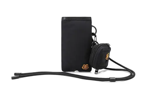 KENZO Fabric Bag Strap Earphone Case Shoulder Bag Cell Phone Pouch Men's Black